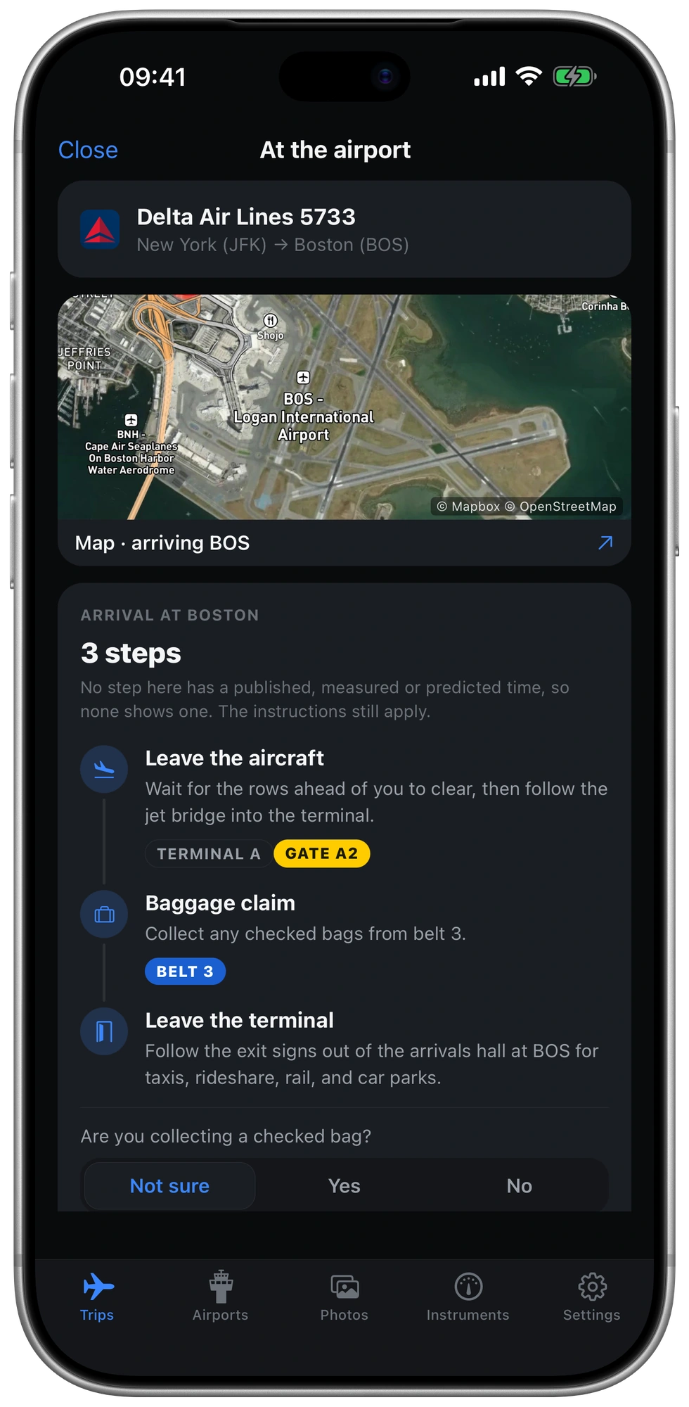 The arrival walkthrough in the night theme.