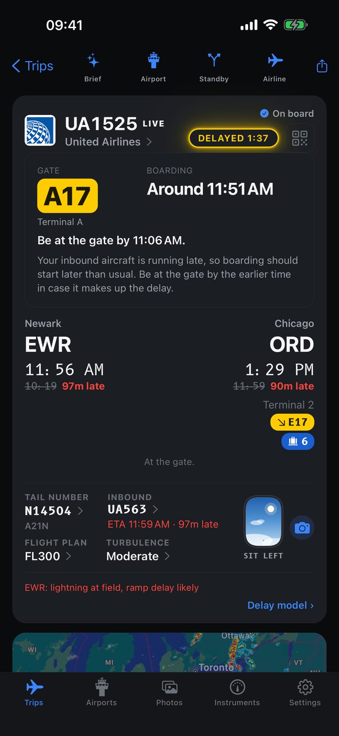 The delayed flight in the night theme.