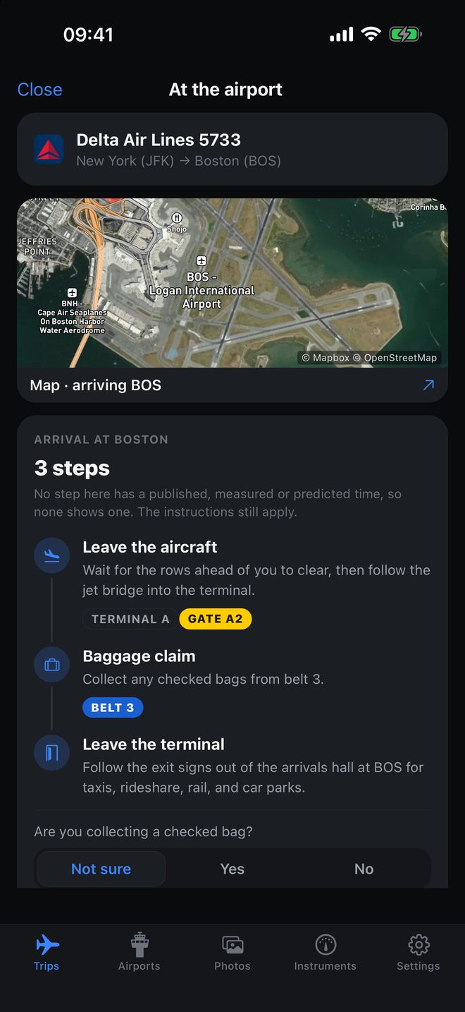 The arrival walkthrough in the night theme.